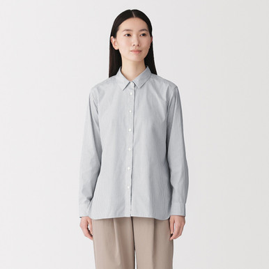 Muji  Women's Washed Broad Cotton Shirt S Unisex White