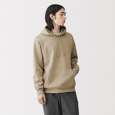 Muji Men's Oatmeal | Cotton Blend Hooded Sweatshirt Xs