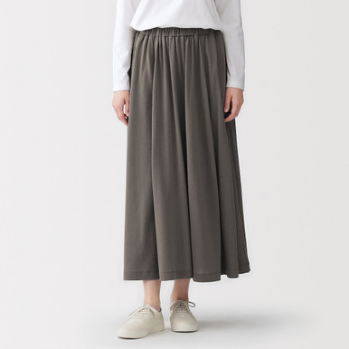 Muji Women's Black | Lyocell Blend Jersey Gathered Midaxi Skirt S