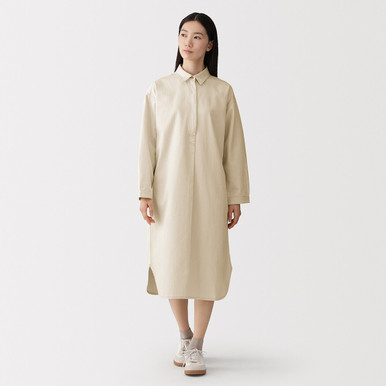 MUJI | Women's Kapok Blend Twill Lightweight Shirt Dress