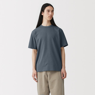 Muji Men's Smoky Blue | Thick Jersey Short Sleeve T‐Shirt Xs