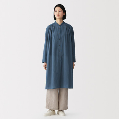 MUJI | Women's Organic Cotton High Twist Sheer Shirt Dress