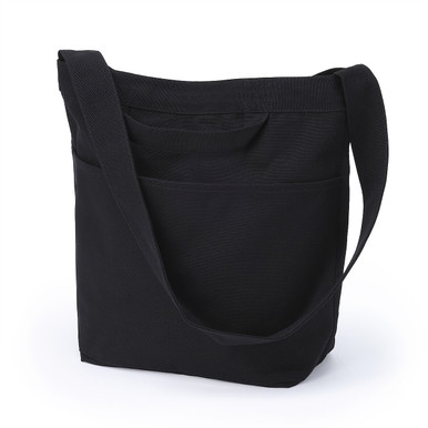 Muji  Cotton Canvas Shoulder Tote Bag One Size Unisex Black
