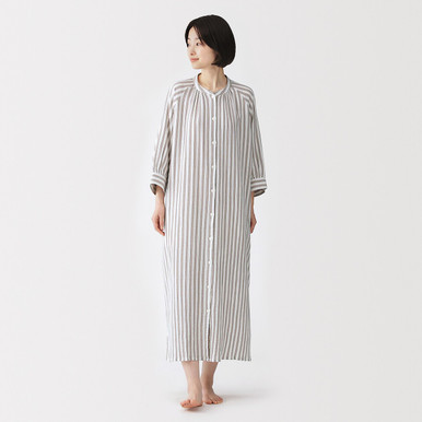 MUJI | Women's Crepe Gauze 3/4 Sleeve Dress
