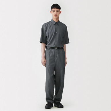 Muji Men's Charcoal Grey | Washi Blend Dobby Comfort Fit Trousers L
