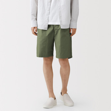 Muji Men's Khaki Green | Organic Broad Cotton Shorts Xs