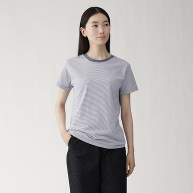 Muji  Jersey T‐Shirt Xs Women's Smoky Blue Pattern