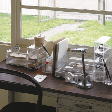 Muji | 2 Drawer Stackable Acrylic Storage Box - 25.5 X 17 X 9.5 Cm