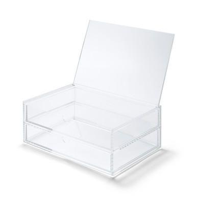Muji | 2 Drawer Stackable Acrylic Storage Box - Flip Top - 25.6 X 16.8 X 9.5 Cm