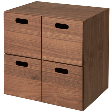 Muji Grain | Walnut Cube Drawer Unit ‐ 2 Tier, 4 Drawer