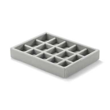 Muji Light Grey | Velour Grid Insert For 2 Drawer Stackable Acrylic Storage Box |