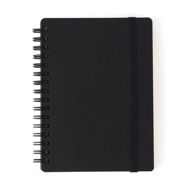 Muji Black | High Quality Paper Double Ring Notebook With Rubberband A6