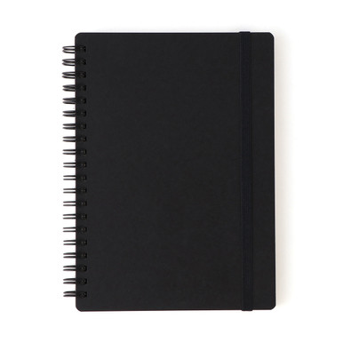 Muji Black | High Quality Paper Double Ring Notebook With Rubberband B6