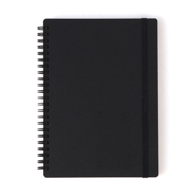 Muji Black | High Quality Paper Double Ring Notebook With Rubberband A5