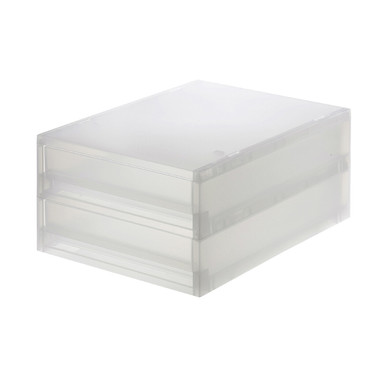Muji | 2 Drawer Desktop Storage Unit - Clear - 26 X 37 X 16.5 Cm
