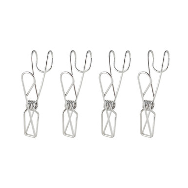Muji Silver | Stainless Steel Wire Clip Hooks, 4 Pack |