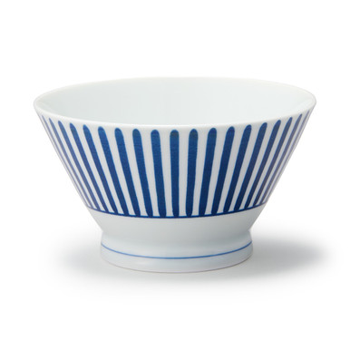 Muji | Hasami Ware Porcelain Rice Bowl ‐ Fan Stripe Pattern, Small