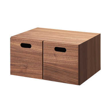 Muji Grain | Walnut Cube Drawer Unit ‐ 1 Tier, 2 Drawer