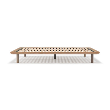 Large Double Platform Bed Frame ‐ Walnut | MUJI