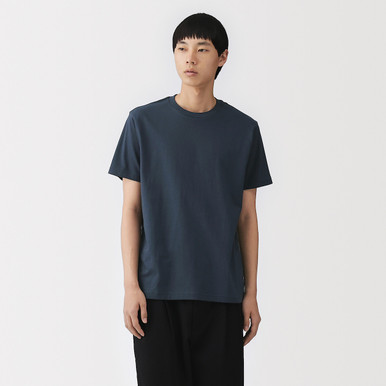 Muji Men's Smoky Green | Cotton Short Sleeve Crew Neck T‐Shirt Xs