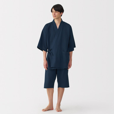 Muji Unisex Navy | Lyocell Blend Waffle Jinbei Xs