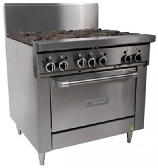 GARLAND GFE36-6C Restaurant Series Gas 6 Open Top Burners Convection Oven Electronic Ignition.