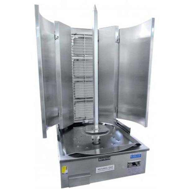 4B1VR-S. Gas Four Burner Infrared Vertical Rotisserie - Swing Model .