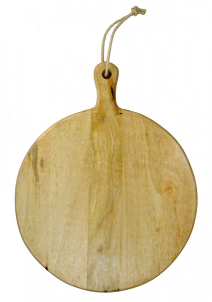 ROUND MANGO WOOD BOARD W/HNDL