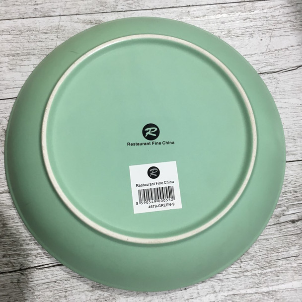 9" Rice Plate White/Green