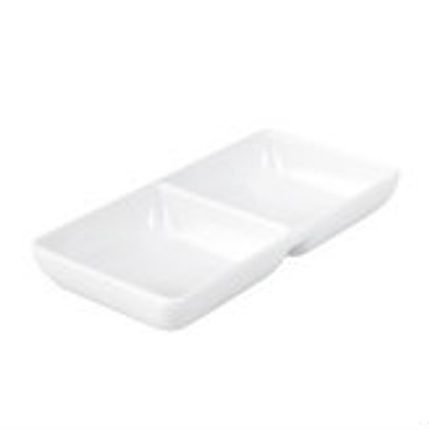 M/MINE DIVIDED SAUCE DISH-100x75mm, WHITE