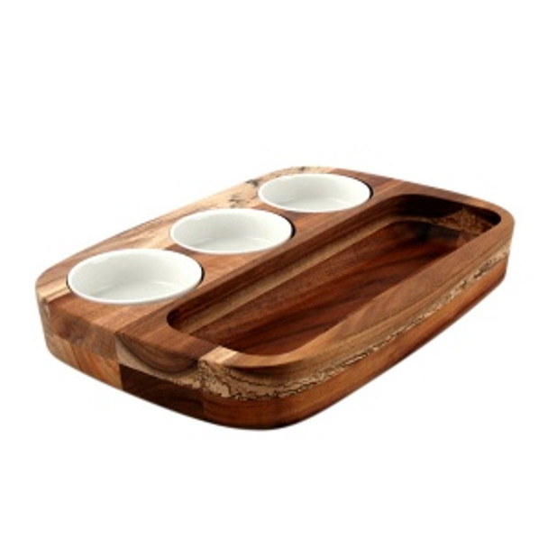 DIPPING PLATE SET-W/3 BOWLS 205x300mm