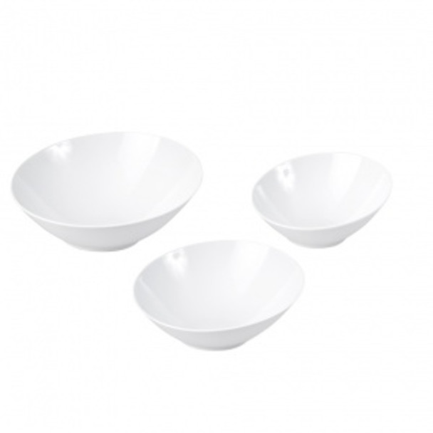 MELAMINE SLANT BOWL-300mm DIA, WHITE