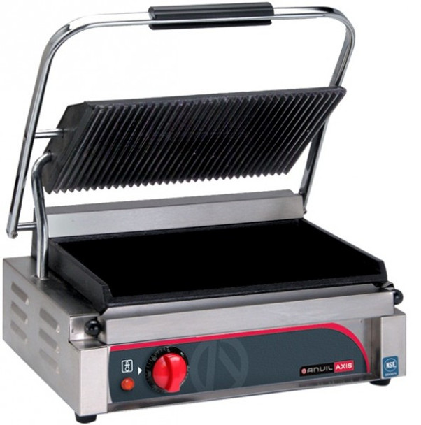 Anvil Axis TSS2000 SINGLE PANINI PRESS -RIBBED TOP/FLAT BOTTOM PLATE.