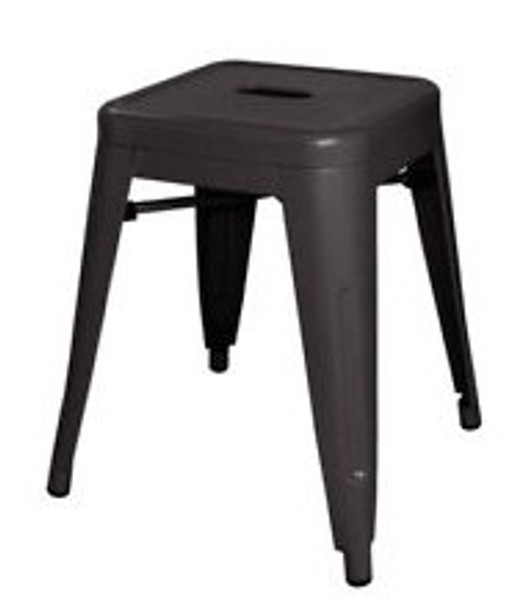 LOW BLACK POWDER COATED METAL  BISTRO STOOL -46cm/18"