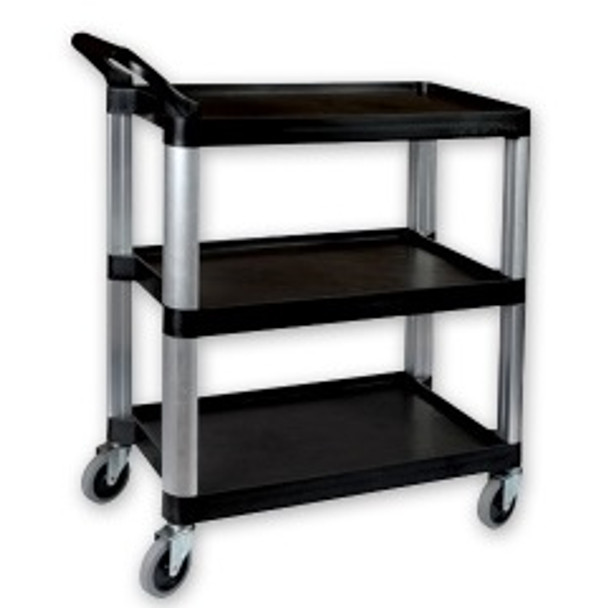 TROLLEY-PLASTIC -3 SHELF -1 HANDLE -BLACK -800x380x880mm