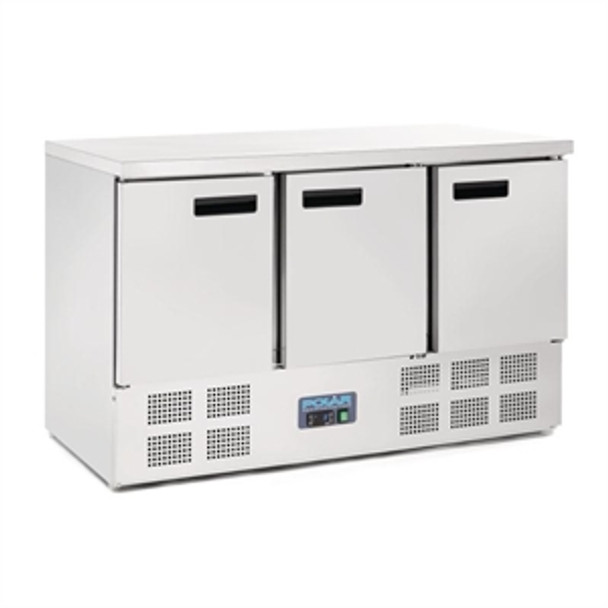 Polar - G622 - 3 Door Counter Fridge 363Ltr Stainless Steel.