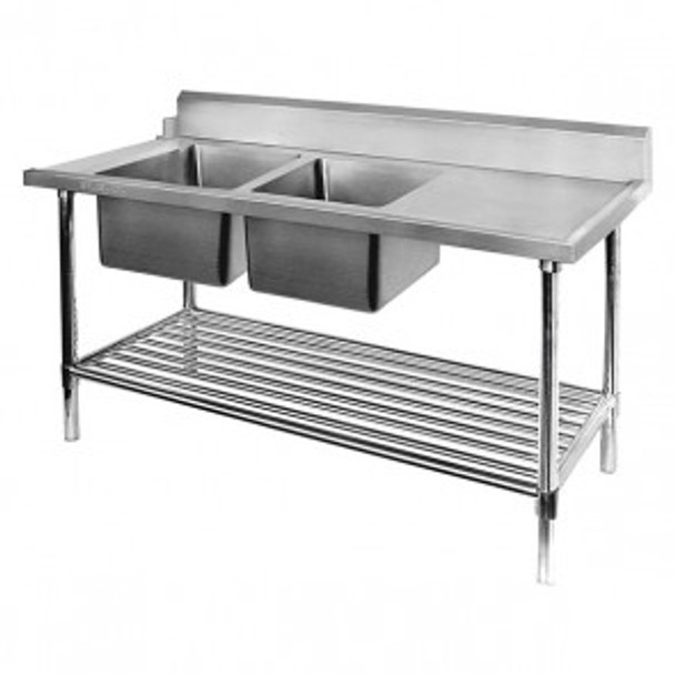 Left Inlet Double Sink Dishwasher Bench DSBD7-2400L/A.