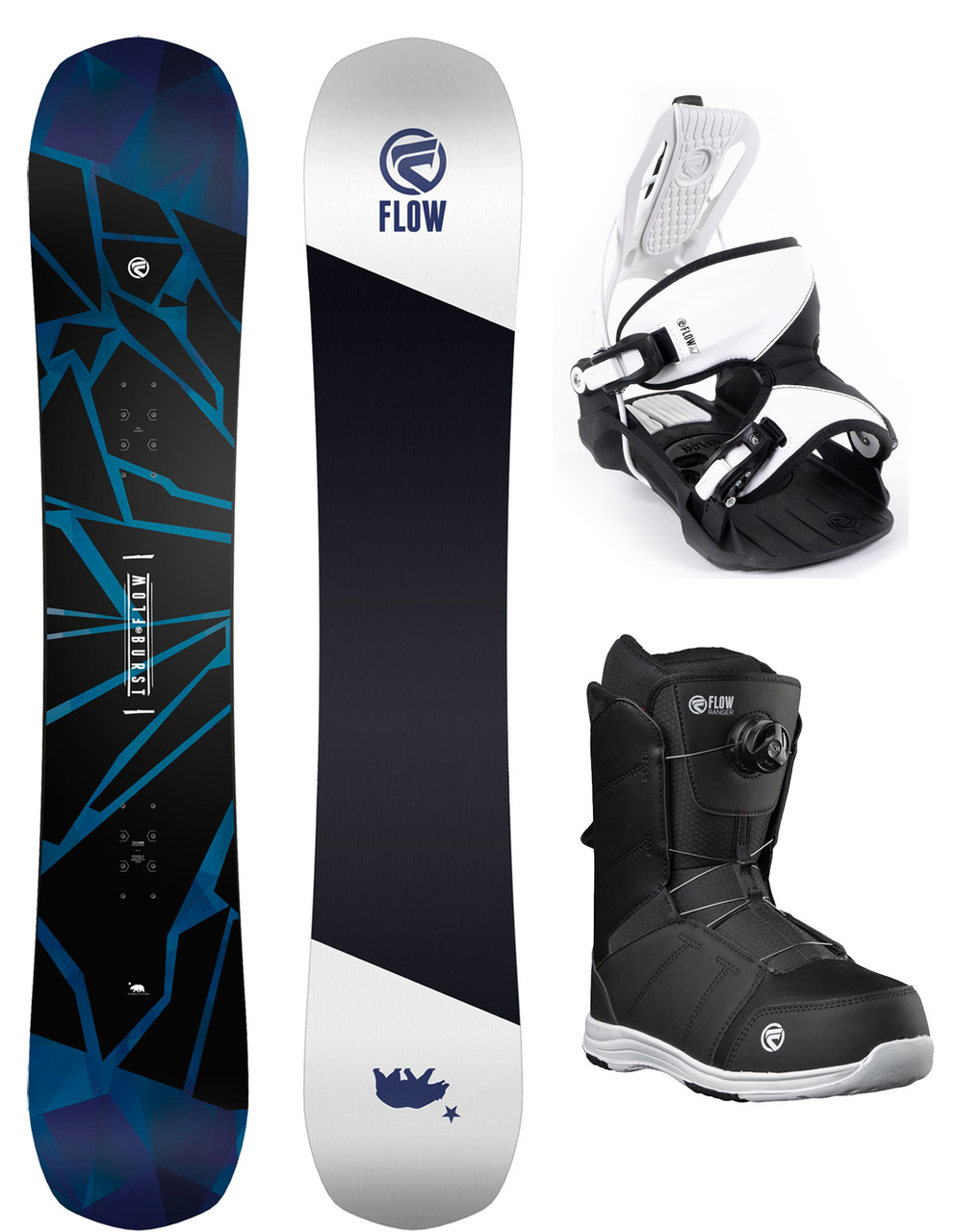 Flow Burst Snowboard Package Flow Bindings BOA Boots