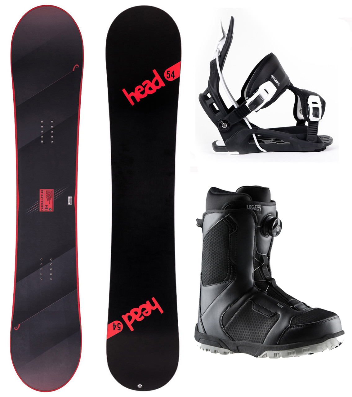 HEAD Flocka LFW 4D (WIDE) Snowboard+Flow Bindings+BOA Boots Red