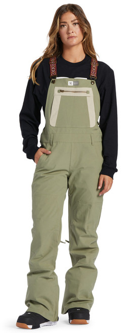 DC Crusade Oil Green Women's Snowboard Ski Bib Pants GLD0