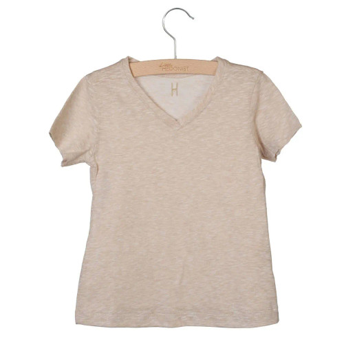 Little Hedonist unisex organic cotton slim-fit short-sleeve shirt in Smoke Gray Melee