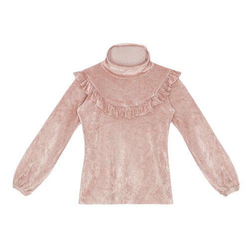 Little Hedonist thick, warm, and cozy, organic cotton top for fancy occasions. In a light old rose tint.