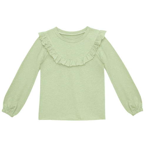 Little Hedonist very girly, very fancy Paradise Green round-neck top with golden details