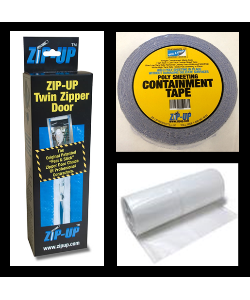 Zipper Door Kit, 12 Double Size Doors, Sgl Zipper, Plastic, Tape