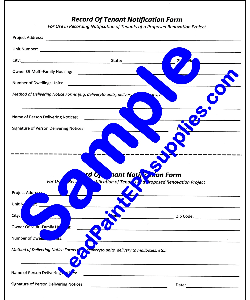 Record Of Tenant Notification, downloadable after purchase