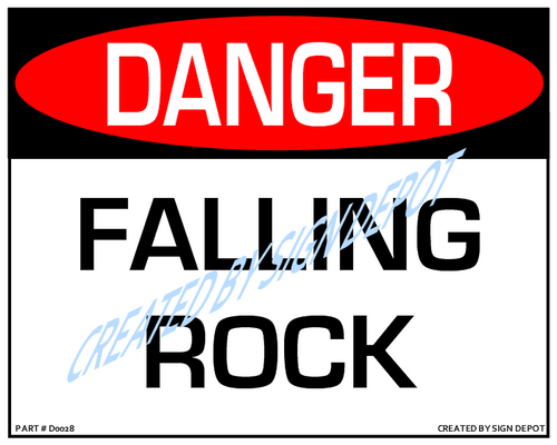 Danger, Falling Rock Sign - Downloadable Product.
Never Order Signs Again - Order, Download, Save, and Print as Needed.