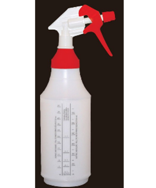 32oz reusable spray bottle with wide mouth top.  Tip will adjust to stream or a spray.