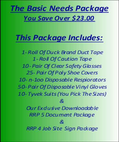 The Basic Needs Package For Lead Based Paint Clean Up at http://www.LeadPaintEPAsupplies.com