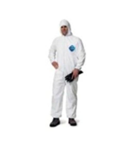 Tyvek Protective Clothing, With Zip Up Front, Elastic Wrists & Ankle, Includes Attached Hood -XX-Large - 1 Suit