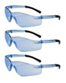 Zenon Rimless Safety Glasses, Light Blue Temple & Lens, Anti-Scratch (3 Pair)